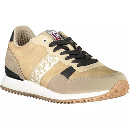 Sneaker sportivi allacciati beige con accento logo