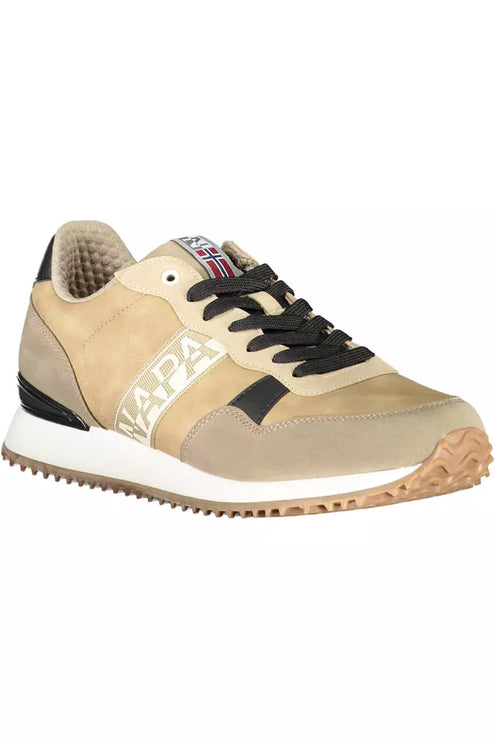 Sneaker sportivi allacciati beige con accento logo