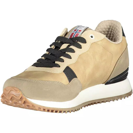 Sneaker sportivi allacciati beige con accento logo