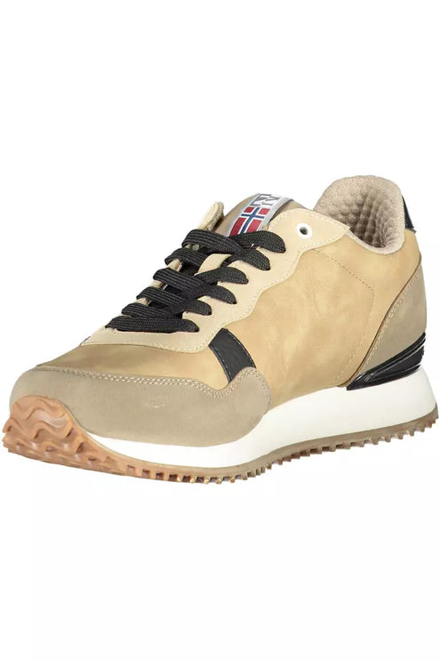 Sneaker sportivi allacciati beige con accento logo