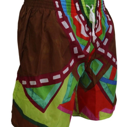 Multicolor Print Swim Shorts Boxer Style