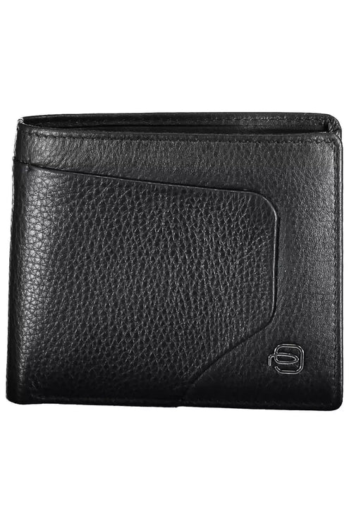 Elegante Billetera Bifold de Piel Negra con Bloqueo RFID