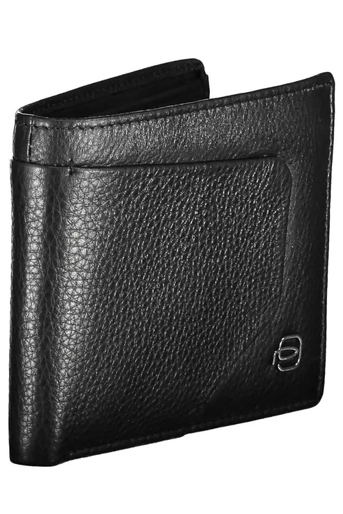 Elegante Billetera Bifold de Piel Negra con Bloqueo RFID