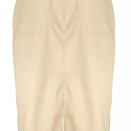 Chique beige longuette rok met klassieke knopdetail