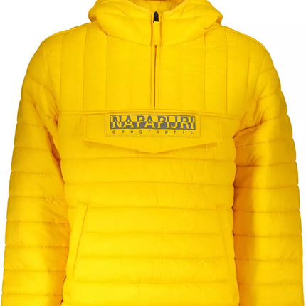 Veste à capuche jaune vibrante avec des détails contrastés