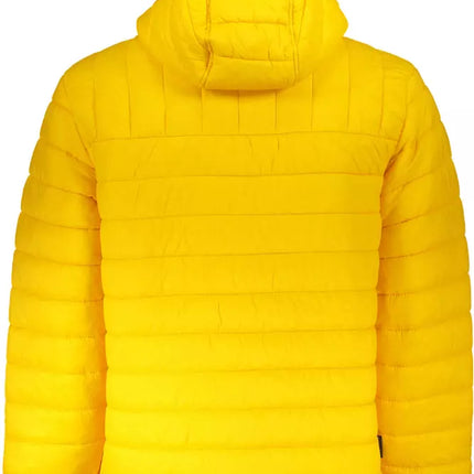 Veste à capuche jaune vibrante avec des détails contrastés