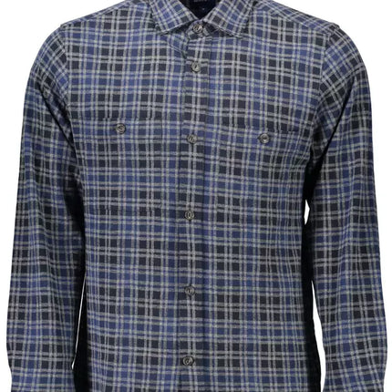 Elegant blauw katoenen shirt met lange mouwen