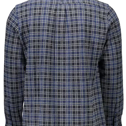 Elegant blauw katoenen shirt met lange mouwen