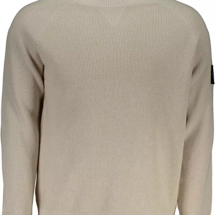 Beige Cotton Men Sweater