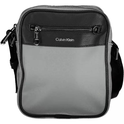 Gray Polyester Men Shoulder Bag