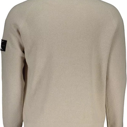 Beige Cotton Men Sweater