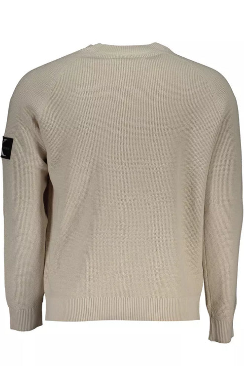 Beige Cotton Men Sweater