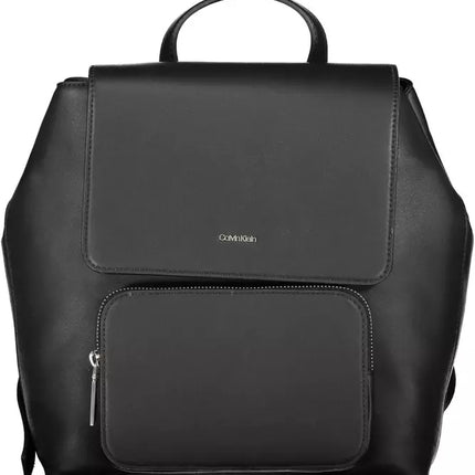 Black Polyester Women Backpack