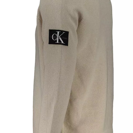 Beige Cotton Men Sweater