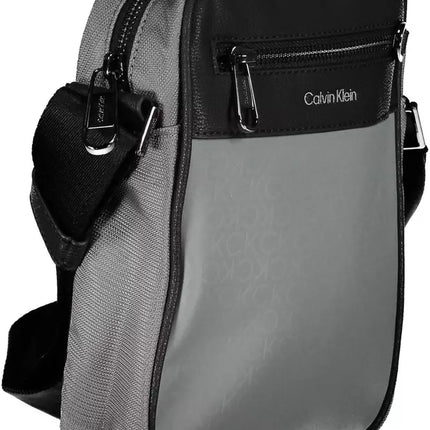 Gray Polyester Men Shoulder Bag