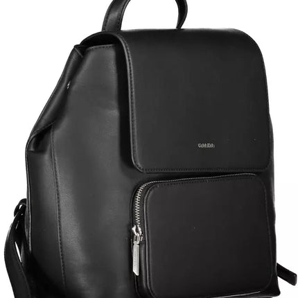 Black Polyester Women Backpack