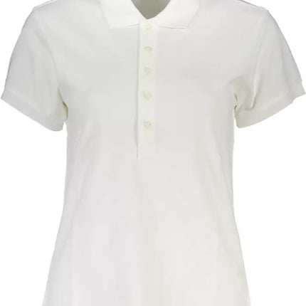 White Cotton Women Polo Shirt