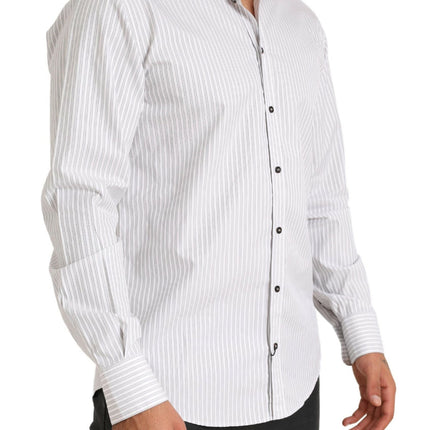 Elegante camisa de vestir de algodón a rayas blancas