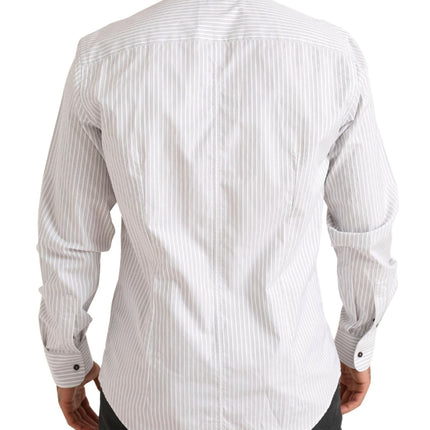 Elegante camisa de vestir de algodón a rayas blancas