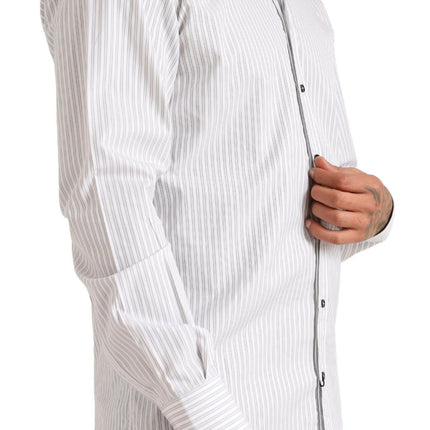 Elegante camisa de vestir de algodón a rayas blancas