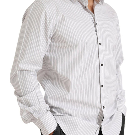 Elegante camisa de vestir de algodón a rayas blancas