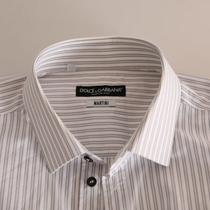 Elegante camisa de vestir de algodón a rayas blancas