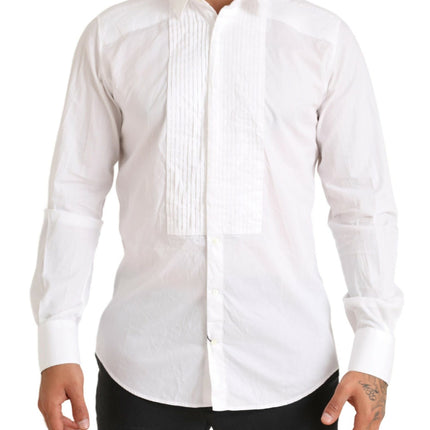 Elegante camisa de vestir de algodón blanco y ajuste