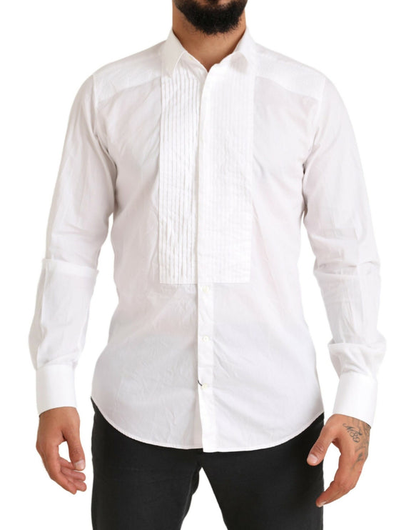 Elegante camisa de vestir de algodón blanco y ajuste