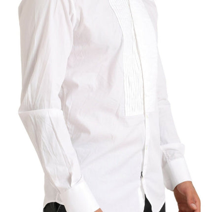 Elegante camisa de vestir de algodón blanco y ajuste