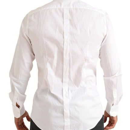 Elegante camisa de vestir de algodón blanco y ajuste