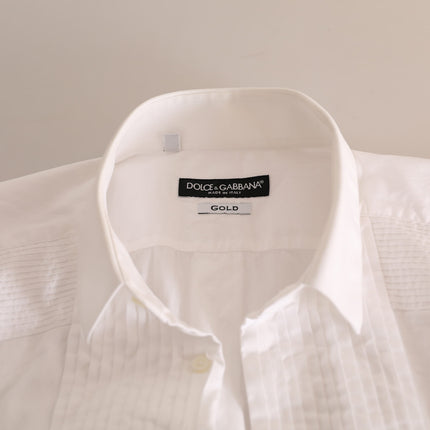 Elegante camisa de vestir de algodón blanco y ajuste