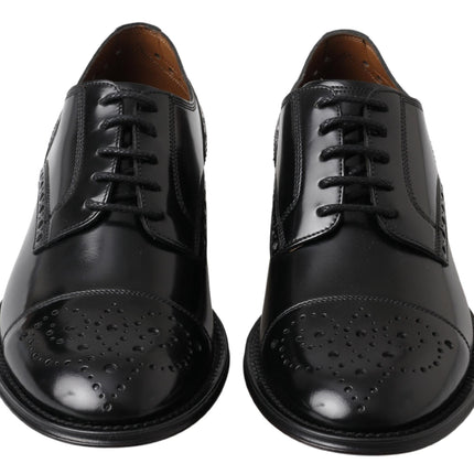 Elegant Black Leather Oxford Wingtip Shoes