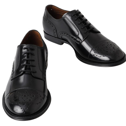 Elegant Black Leather Oxford Wingtip Shoes