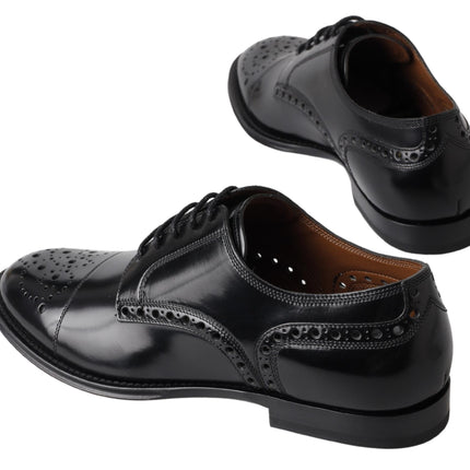 Elegant Black Leather Oxford Wingtip Shoes