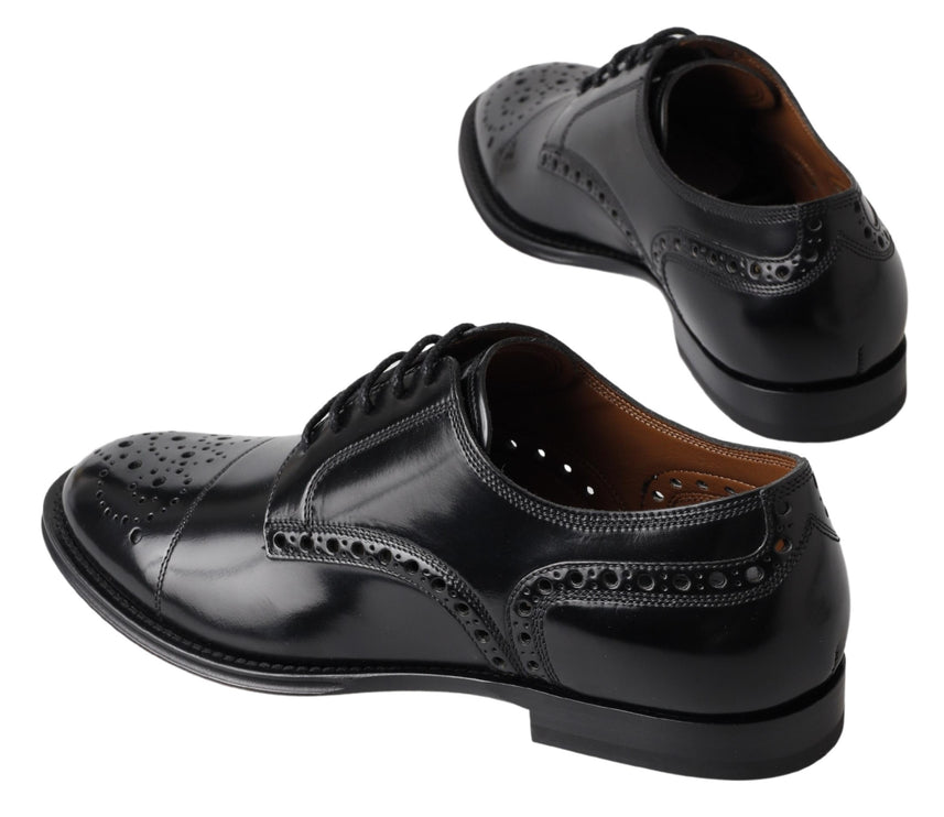 Elegant Black Leather Oxford Wingtip Shoes