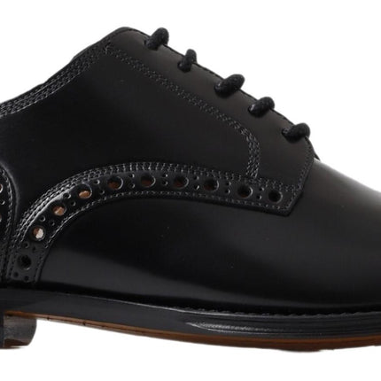 Elegant Black Leather Oxford Wingtip Shoes