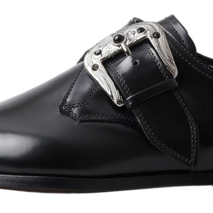 Elegant Black Leather Monk Strap Shoes