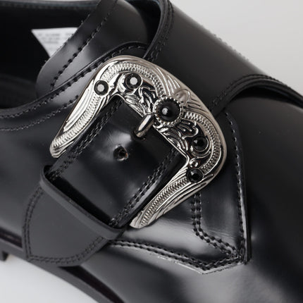 Elegant Black Leather Monk Strap Shoes