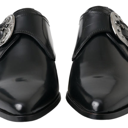 Elegant Black Leather Monk Strap Shoes