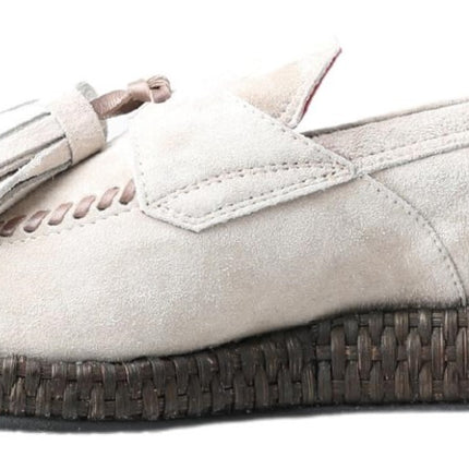 Elegant Ivory Leather Espadrilles