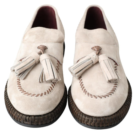 Elegant Ivory Leather Espadrilles