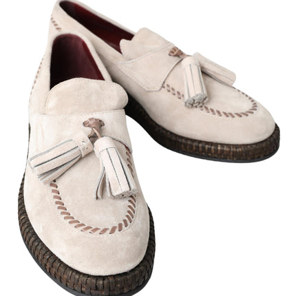 Elegant Ivory Leather Espadrilles