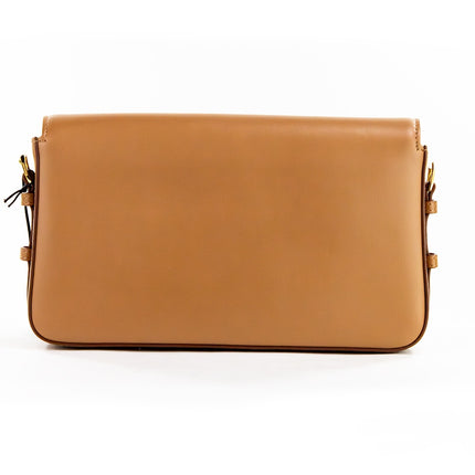 Grace Small Nutmeg Smooth Leather Flap Crossbody Clutch Handbag Purse