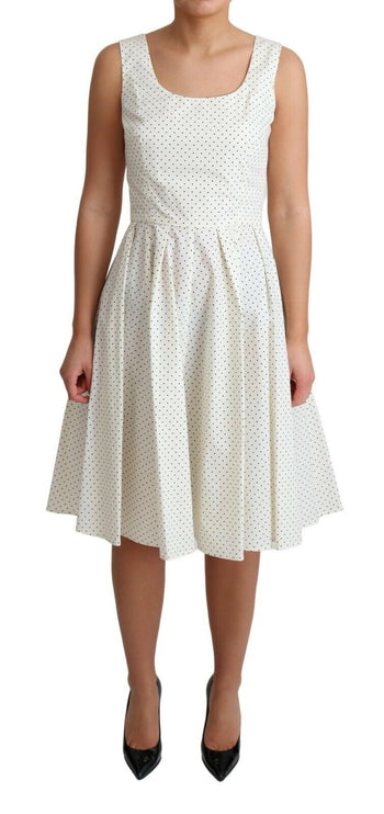 Elegante mouwloze a-line polka gestippelde jurk