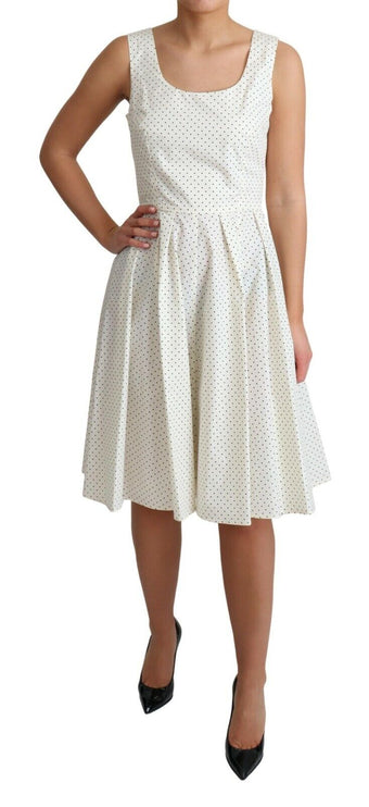 Elegante mouwloze a-line polka gestippelde jurk