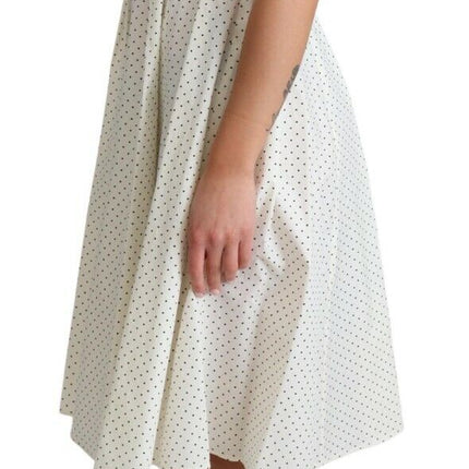 Elegante mouwloze a-line polka gestippelde jurk