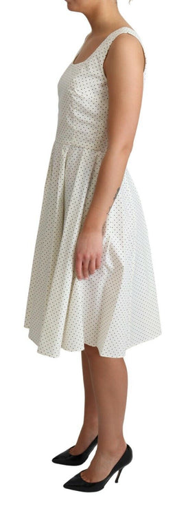 Elegante mouwloze a-line polka gestippelde jurk