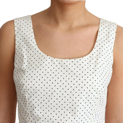 Elegante mouwloze a-line polka gestippelde jurk