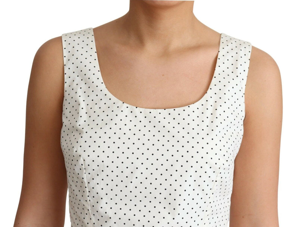 Elegante mouwloze a-line polka gestippelde jurk