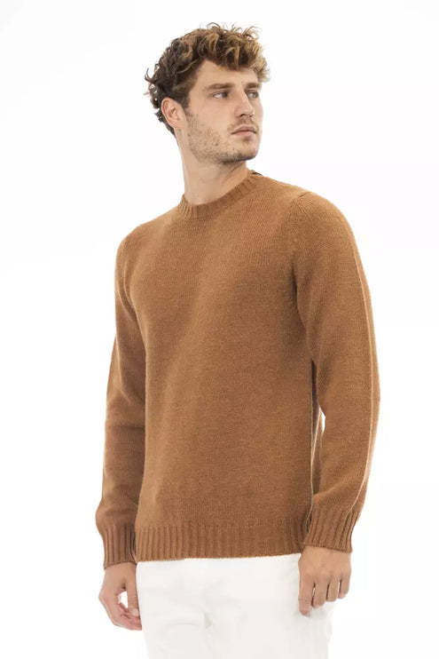 Sweater de mixage d'alpaca beige pour hommes